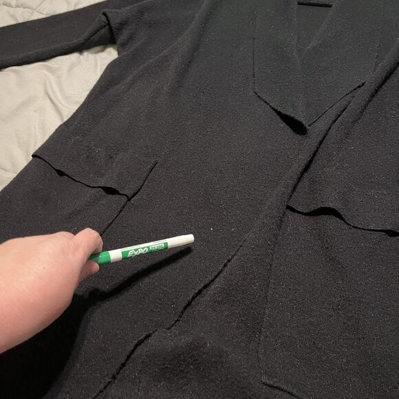 Twelfth Love Sweater Long Open Front Draped Cardigan Pockets Black Womens Size S - Picture 10 of 11